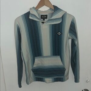 Billabong Teal and White Striped Pullover